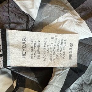 Heydari Woman M Crinkle Top Cropped Boxy Cowl Neck Black White Buffalo Check